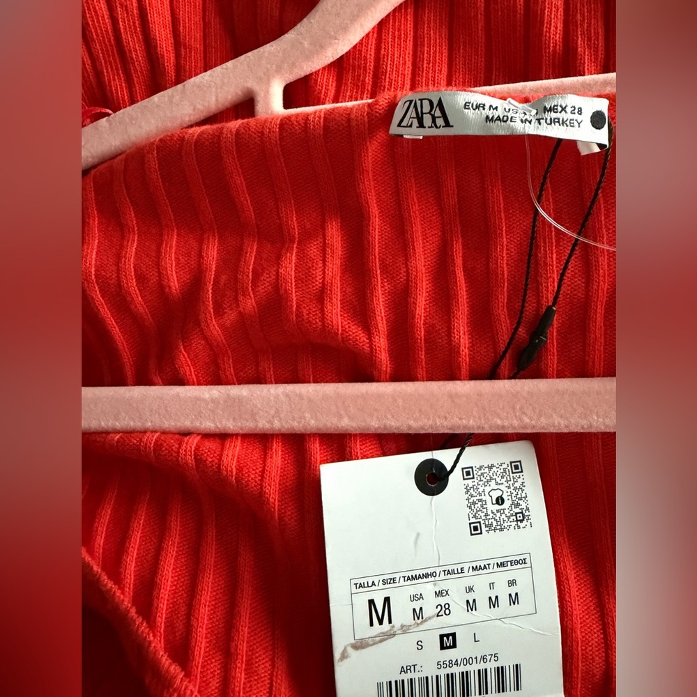 Zara Red Ribbed Midi Dress - Picture 5 of 6